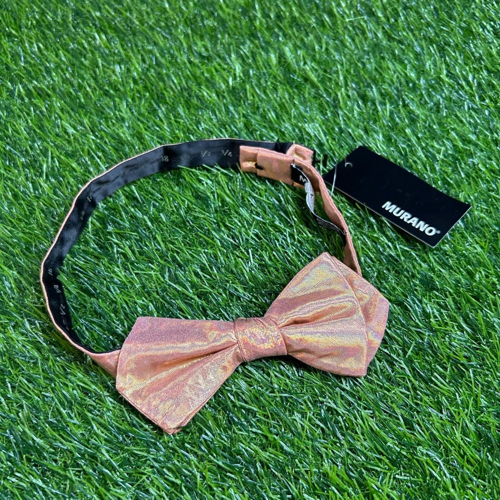 Murano Iridescent Pre-Tied Bow Tie Mens One Size Gold Metallic Adjustable NWT